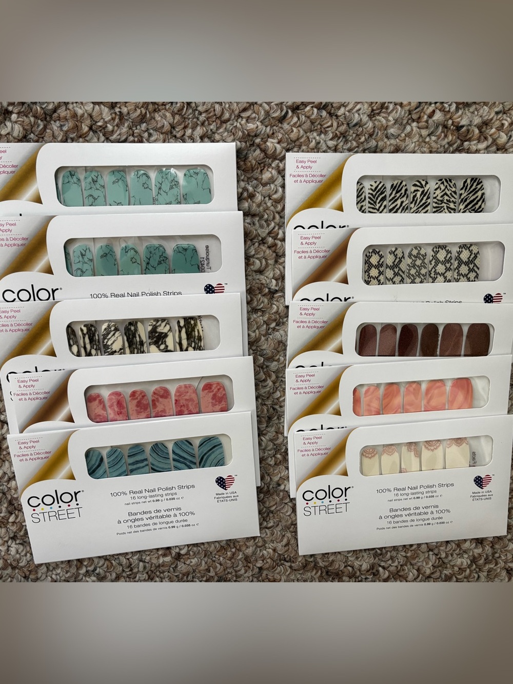 10 Sets of Color Street Nail Polish Strips - Assorted